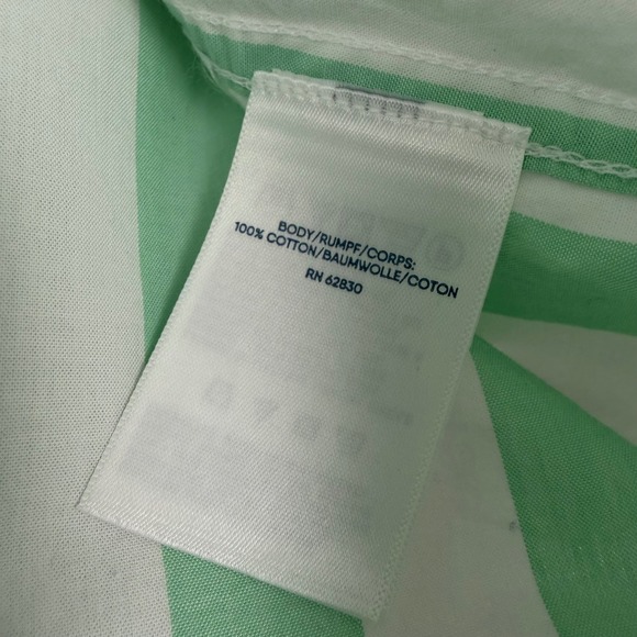 Lands' End Womens XL 18 Green White Striped Cotton Button Down Shirt Long Sleeve - Picture 5 of 6
